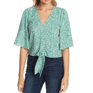 NWT 1.State Folk Silhouette Floral Tie Front Top